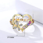 Mother's Day Gift Hollow Heart English Letter Love Mom Rhinestone Butterfly Finger Ring Jewelry Gift - Image 4