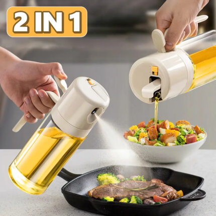2 In 1 Oil Sprayer Bottle Oil Dispenser Olive Oil Pourers Sprayer Kitchen Baking Oil Mister Vinegar Bottle
