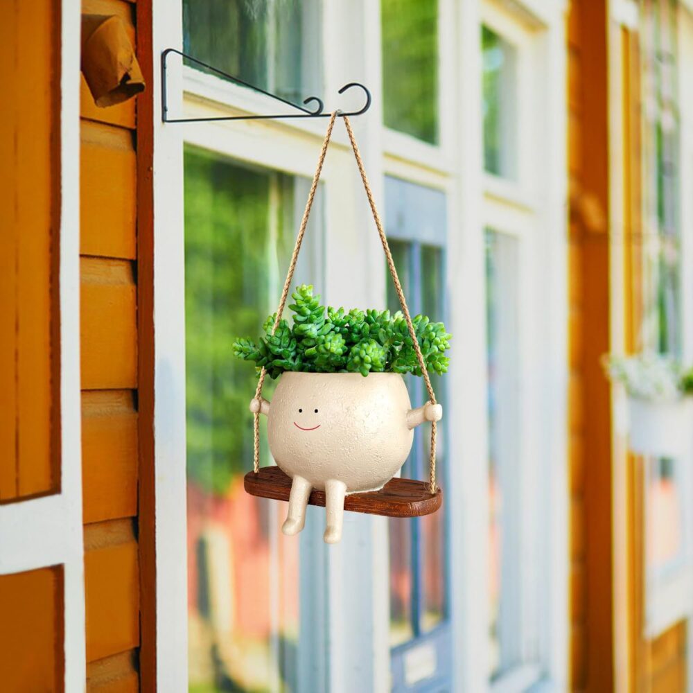 Plant Hanger Baskets Lovely Swing Face Planter Pot Succulent Flower Pots Balcony Wall Hanging Planter Decor Home Garden Supplies - Image 2