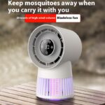 Creative 2-in-1 Mosquito Killing Mini Desk Fan Electric Mosquito Killer USB Rechargeable Fan Night Lamp Home And Outdoor Supplies - Image 2