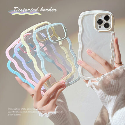 Wave Border Mobile Phone Case Solid Color Simple Candy Color | iphone cove