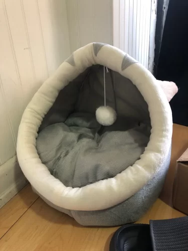 Pet Tent Cave Bed for Cats Small Dogs Self-Warming Cat Tent Bed Cat Hut Comfortable Pet Sleeping Bed Foldable Removable Washable photo review