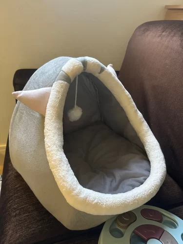 Pet Tent Cave Bed for Cats Small Dogs Self-Warming Cat Tent Bed Cat Hut Comfortable Pet Sleeping Bed Foldable Removable Washable photo review