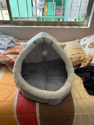 Pet Tent Cave Bed for Cats Small Dogs Self-Warming Cat Tent Bed Cat Hut Comfortable Pet Sleeping Bed Foldable Removable Washable photo review