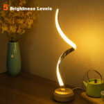 LED Spiral Table Lamp Modern Curved Desk Bedside Lamp Dimmable Warm White Night Light For Living Room And Bedroom - Image 3