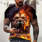Men's T-shirt | 3D Printed Animal Beast Lion T-shirt | Summer T-shirt | ATOZBY